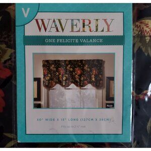 1NWT Vtg Waverly Valence Felicite Noir Black 50w15" Drop Scallop Brocade Classic
